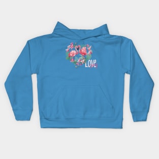 Flamingos Love Story Kids Hoodie